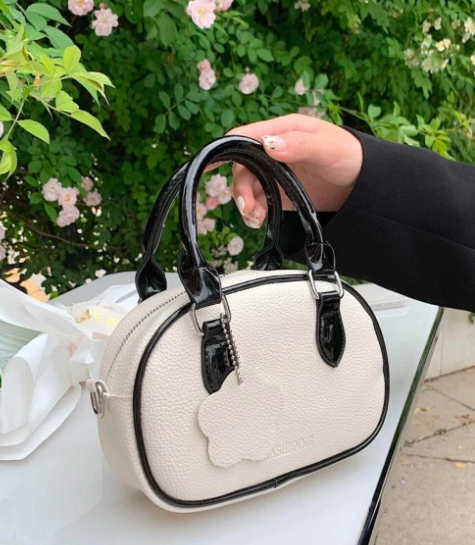 White Black Handle Mini Handbag