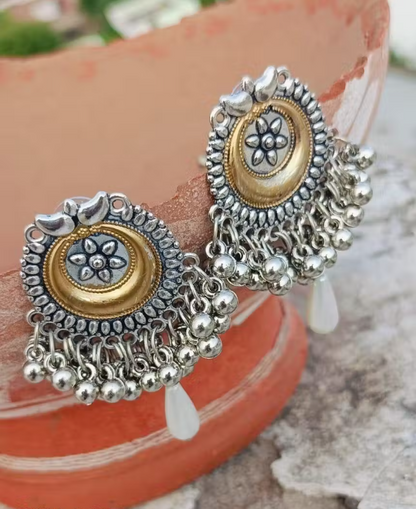 Oxidized Silver Chandbali Earrings
