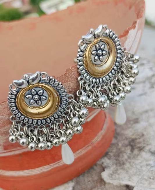 Oxidized Silver Chandbali Earrings