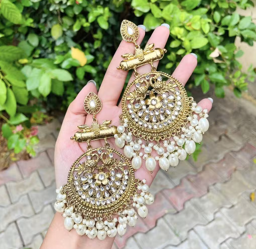 Kundan Pearl Jhumka Earrings