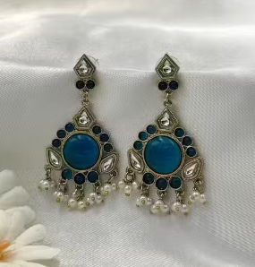 Royal Blue Chandbali Earrings