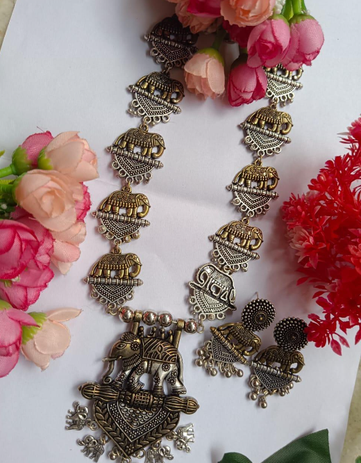 Elephant Necklace with Earrings