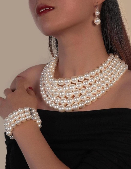 Multi-Layered Pearl Jewellery Set