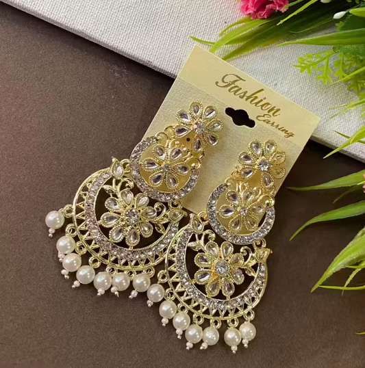 Floral Pearl Drop Earrings