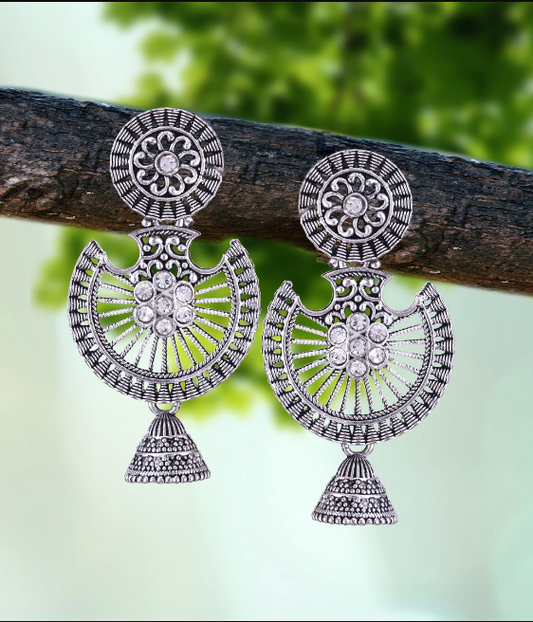 Oxidised Silver Statement Earrings Set of 9