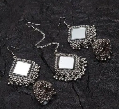 Mirror & Hoop Earrings Set of 4