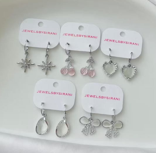 Pack of 5 Stylish Charm Hoop Earrings