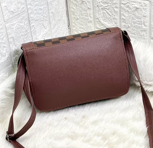 Brown Checkered Sling HandBag