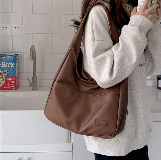 Classic Leather Tote Shoulder Bag
