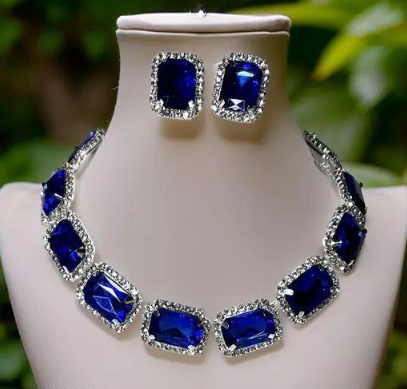 Royal Blue Necklace Set with Earrings