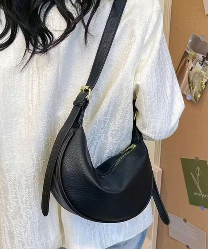 Classic Black Textured Shoulder Bag