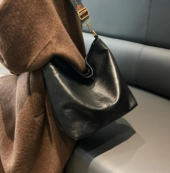 Black Shoulder Bag with Boho Strap